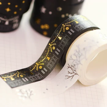 

Diy Minimalist Black White Textured Paper Tape Silver Small Fresh Floral Tape 5m Decorative Adhesive Tape Sticker Tape