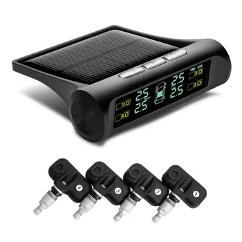 

TPMS Tyre Pressure Monitor Solar Power Charging Digital LCD Display Real-time Detection Security Alarm System For Cars
