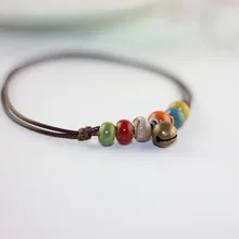 «Слезы есть стихотворение» корейский стиль Мода глазурь простой керамический колокольчик ножной браслет ручной работы специальное предложение