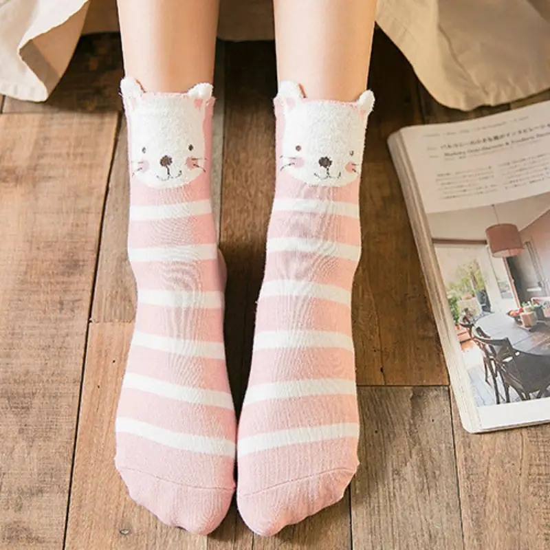 5 пар носков; Комплект рождественских носков harajuku calcetines mujer; носки с рисунками животных из мультфильмов; новые модные милые хлопковые носки; сезон осень