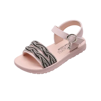 

New Beach Sandals Fashion Rhinestone Kids Girls Open Toe Princess Shoes Non-slip Big Girl Shoes Summer Sandals SZ234