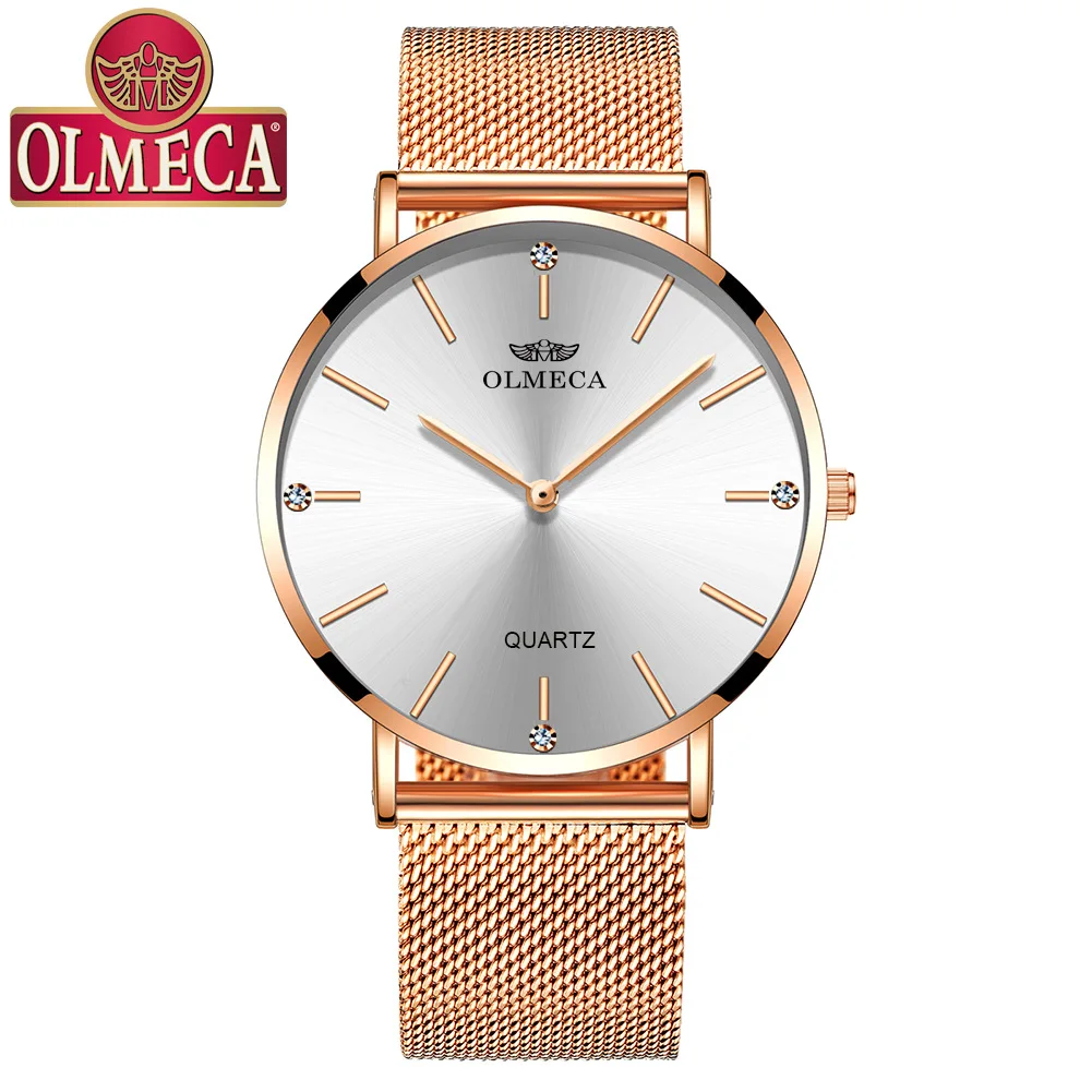 

Relogio Feminino OLMECA fashion brand explosion models ultra-thin waterproof diamond women watches mesh belt quartz wristwatches