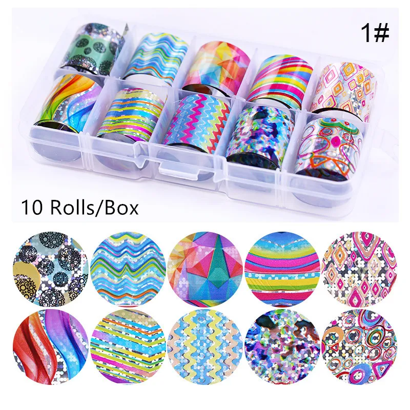 Mix Holographic Flower Nail Foils Sticker 4*20cm Nail Art Transfer Sticker Manicure DIY Design for Nail Art Decoration - Цвет: 10 Rolls
