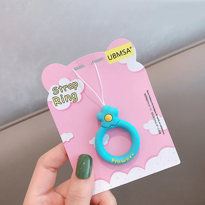 Style 2 Cute Flower Finger Ring Strap For Airpods Keychain Multi-function Mobile Phone Lanyards Straps For iphone 7 plus XS Max Cases - Цвет: Style 2