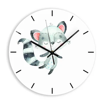 

Cartoon Squirrel Wall Clock Modern Design White Circular Silent Acrylic Decorative Clock for Living Room Metal Hands Home Decor
