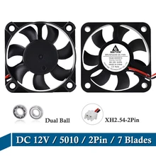 Mini ventilateur de refroidissement cc 12V, 2 broches, 50mm x 10mm, roulement à billes 5010 5cm, boîtier sans balais pour ordinateur, pièce d'imprimante 3D