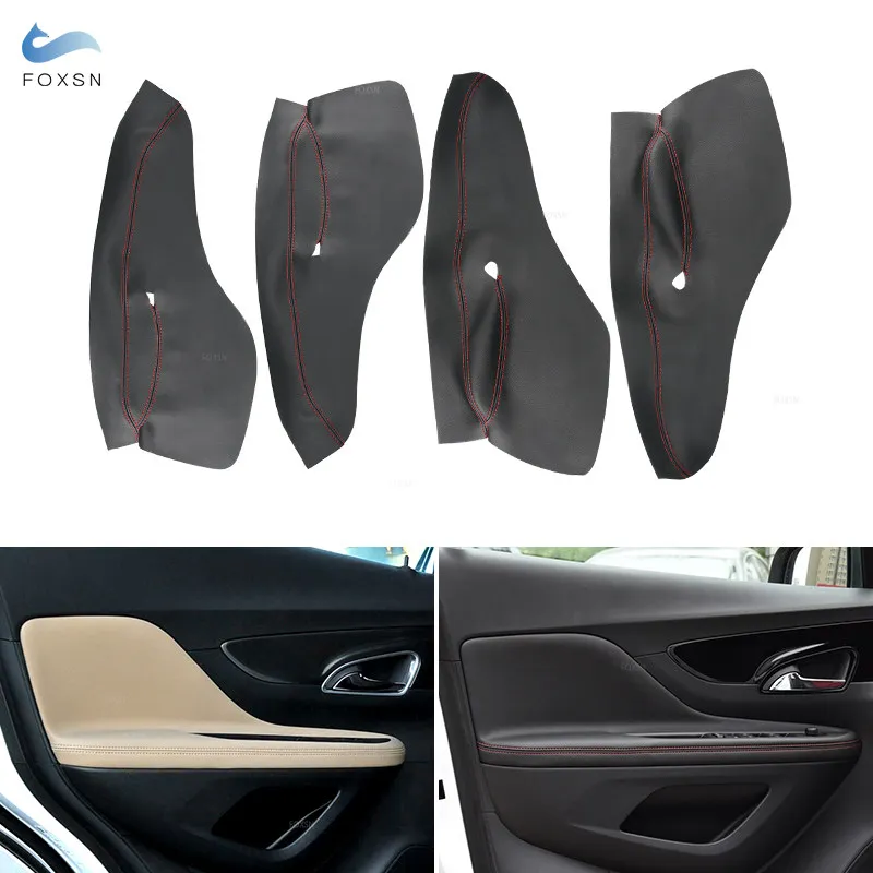 

Car-styling Microfiber Leather Interior Door Armrest Panel Cover Trim 4pcs with Mount Fittings For Buick Encore 2013 - 2016
