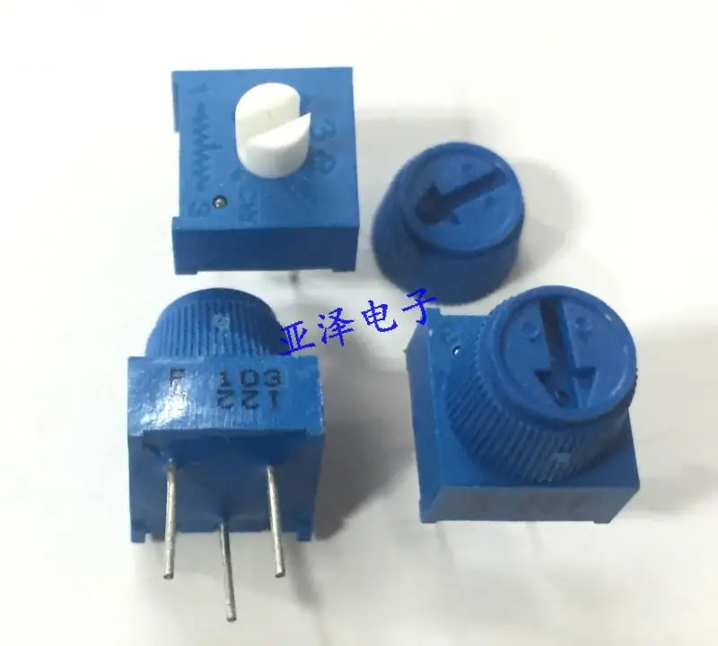 

5PCS/LOT 3386F-103 cap 10K trimmer potentiometer, single ring adjustable resistor, adjustable potentiometer, 3 feet