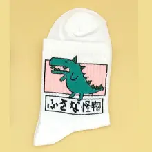 3 пары в стиле Харадзюку, для женщин и девочек, в стиле хип-хоп, длинные носки с милыми животными, динозавр, хлопок, забавные