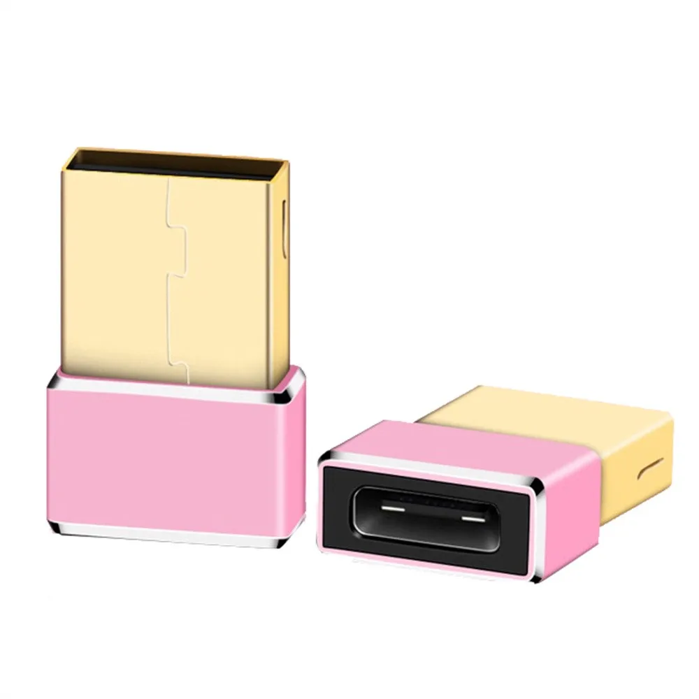 Розовый USB 2,0(тип-a) штекер USB3.1(тип-c) гнездовой разъем конвертер адаптер+ USB 3,1 тип-c штекер USB 2,0 - Цвет: Розовый