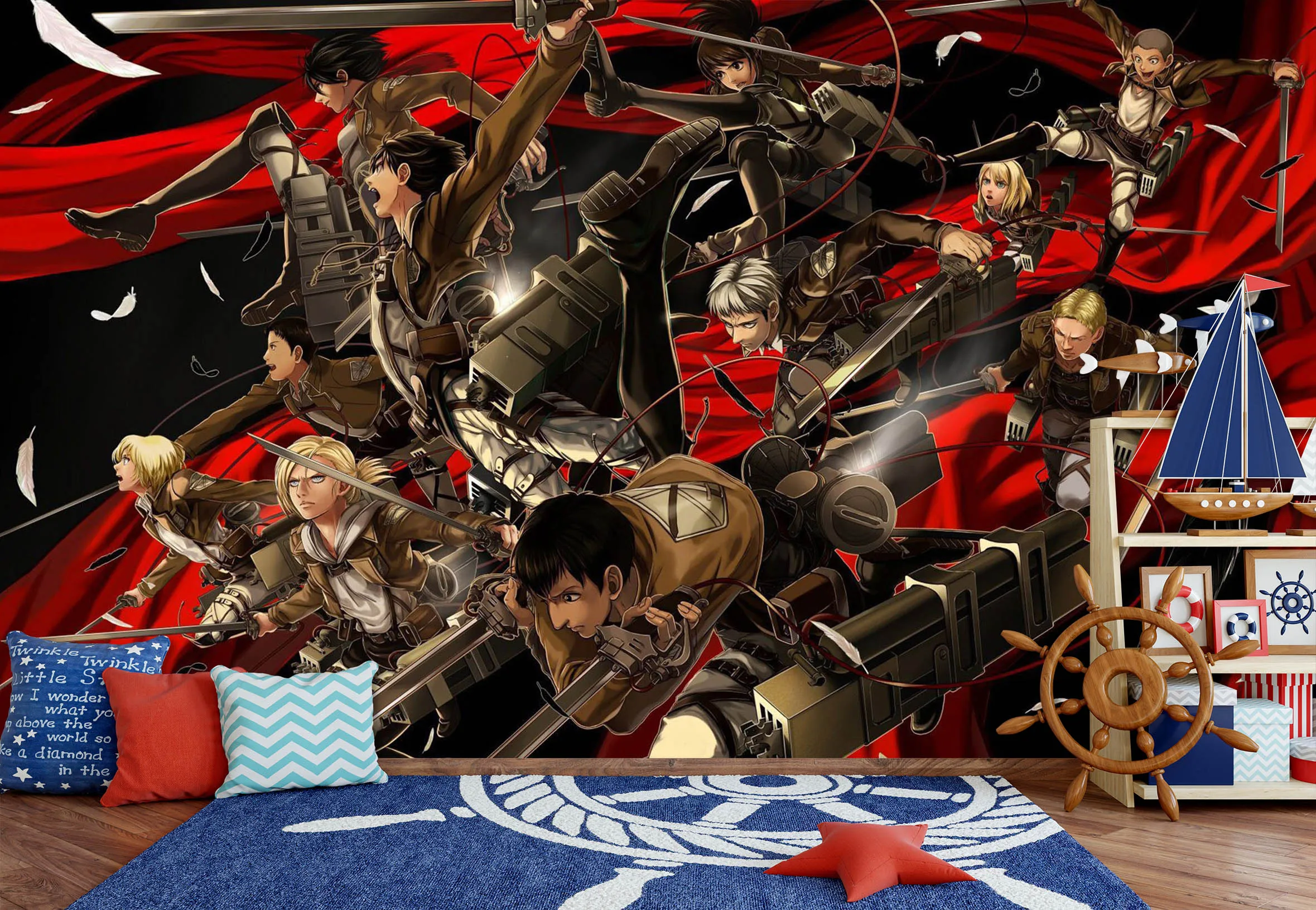 [Самоклеющиеся] 3D Attack On Titan 07971223 Япония Аниме настенная бумага настенная печать настенные наклейки