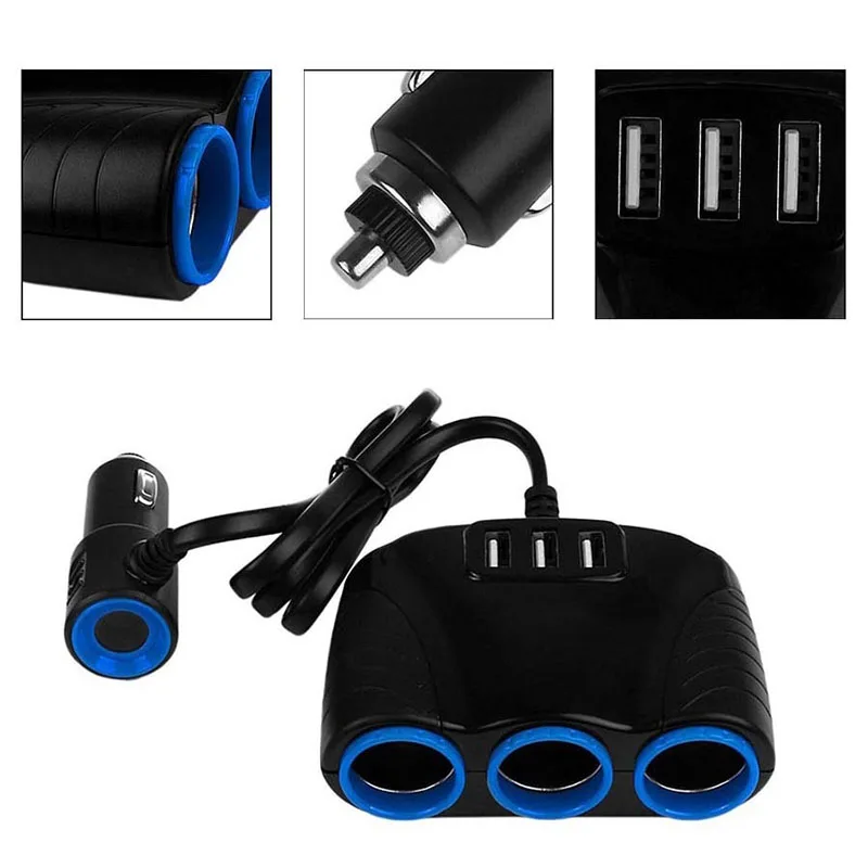 3 Порты usb& 3 способа Led розетка для автомобильного прикуривателя Разветвитель Мощность адаптер 12 V-24 V для IPad смартфон DVR gps 4