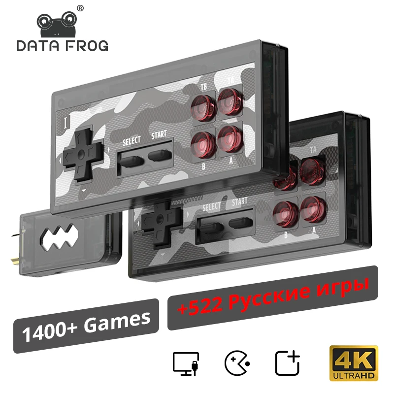 

DATA FROG 4K Video Game Console Built in 1400+ Classic NES Games Wireless Controller 8 Bit HDMI Retro Mini Console Dual Player