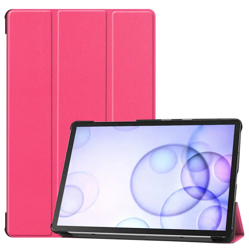 Чехол для Samsung Galaxy Tab S6 10,5 SM-T860 SM-T865 10," Smart Cover Funda планшет тонкая защитная подставка оболочка+ подарок - Цвет: Rose red