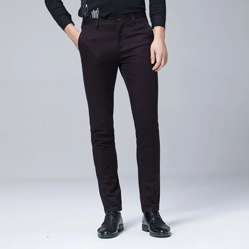 Высокое качество зимние плотные теплые повседневные брюки мужские облегающие Чино повседневные брюки мужские брюки