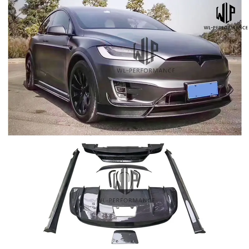 

Model X R sytle High quality Carbon fiber Front lip Rear lip Side skirts Rear wings Air vents For Tesla MODEL X Body kit 16-17