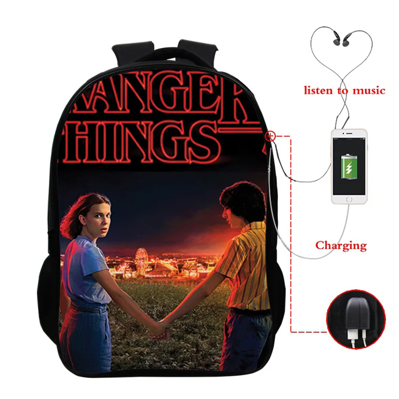 Newst Usb Mochila странные вещи рюкзак и сумка Dos школьные сумки для девочек-подростков Bookbag Cartera Mujer Hombre рюкзак