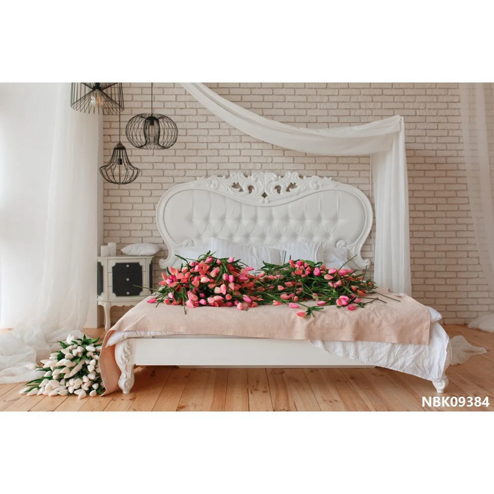 Laeacco Boudoir роскошная кровать люстра девушка Дамасская Стена Фото фоны индивидуальные фотографические фоны для фотостудии - Цвет: NBK09384