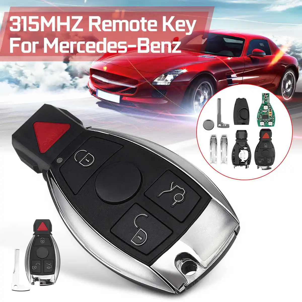 3+ 1 кнопки умный дистанционный ключ 315 МГц Авто подходит для Mercedes для Benz дистанционный брелок# IYZ3312 с PCF9234 батареей