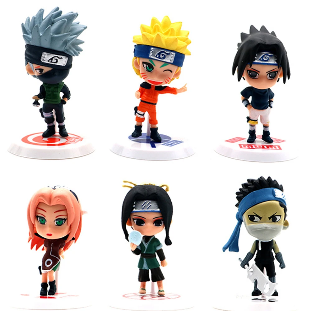 Экшн фигурка Аниме Наруто 6 шт./лот игрушки Q style Zabuza Haku Kakashi Sasuke Naruto Sakura ПВХ экшн