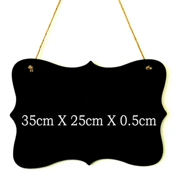 

Wooden Polygon Blackboard Pendant Wooden Message Board Wall Plaques Family Craft Chic Board Rectangle Decoration for Home