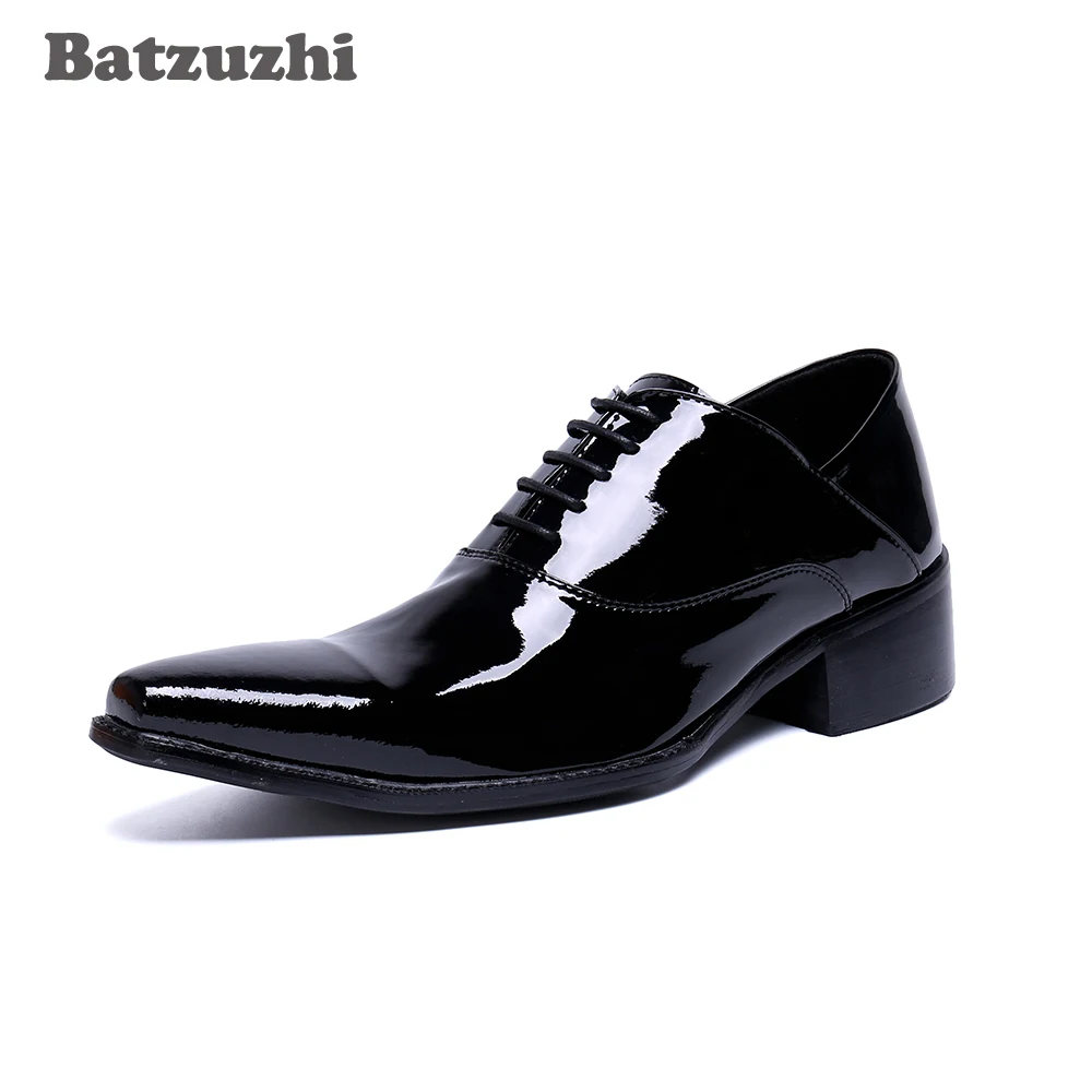 

Batzuzhi Handmade Men Shoes Pointed Toe Black Formal Leather Dress Shoes Oxfords Lace-up Zapatos Hombre, Big Sizes 38-46!