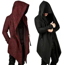 Men's hooded trench coat 2018 autumn winter fashion irregular hem solid color punk long sleeve men's personality Slim jacket Men's hooded trench coat 2018 autumn winter fashion irregular hem solid color punk long sleeve men's personality Slim jacket