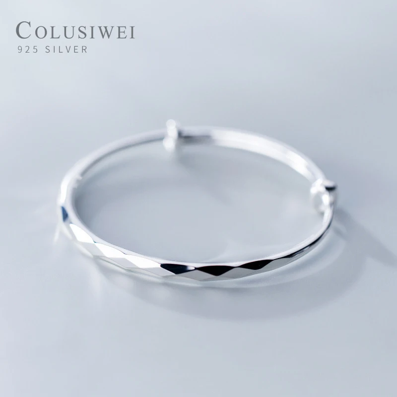 COLUSIWEI Geometric Rhombus Bangles for Women 925 Sterling Silver Simple Female Fashion Jewelry Accessrories | Украшения и