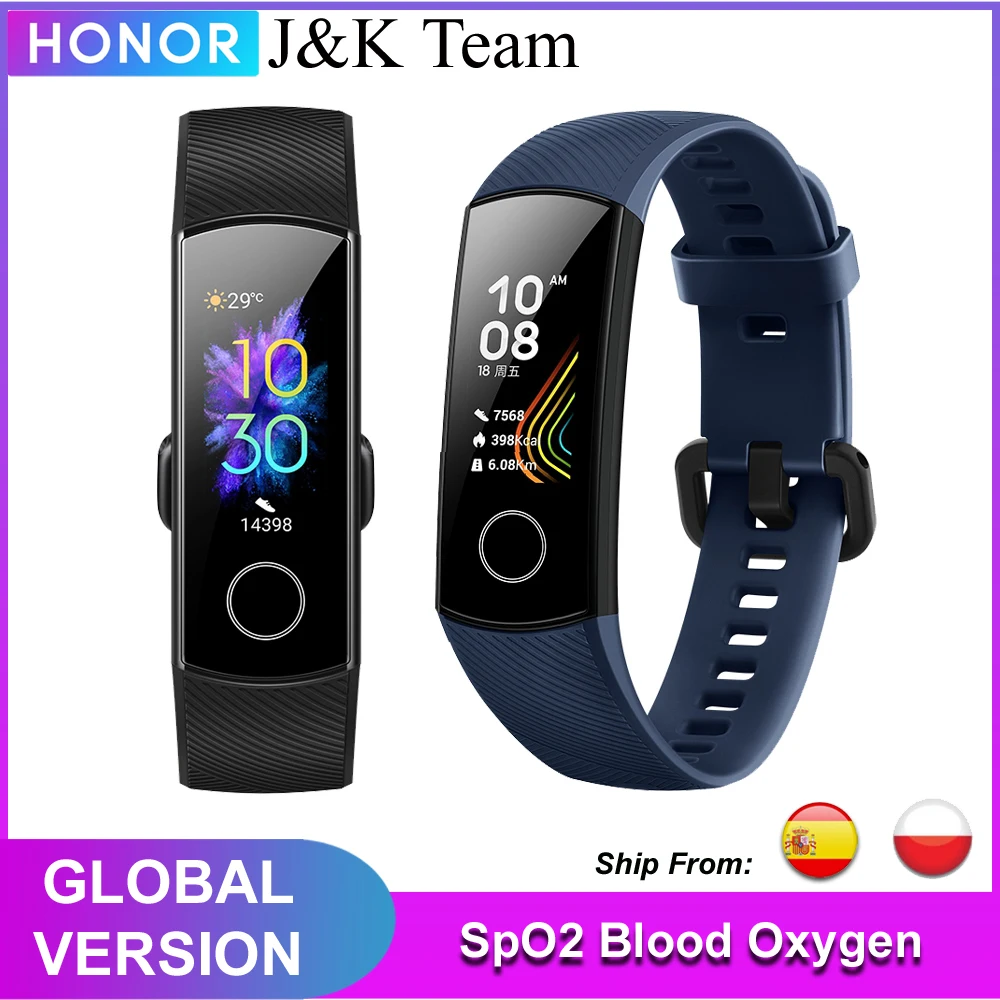 Honor band 5 Смарт браслет глобальная версия часы с кислородом в крови AMOLED Huawei смарт