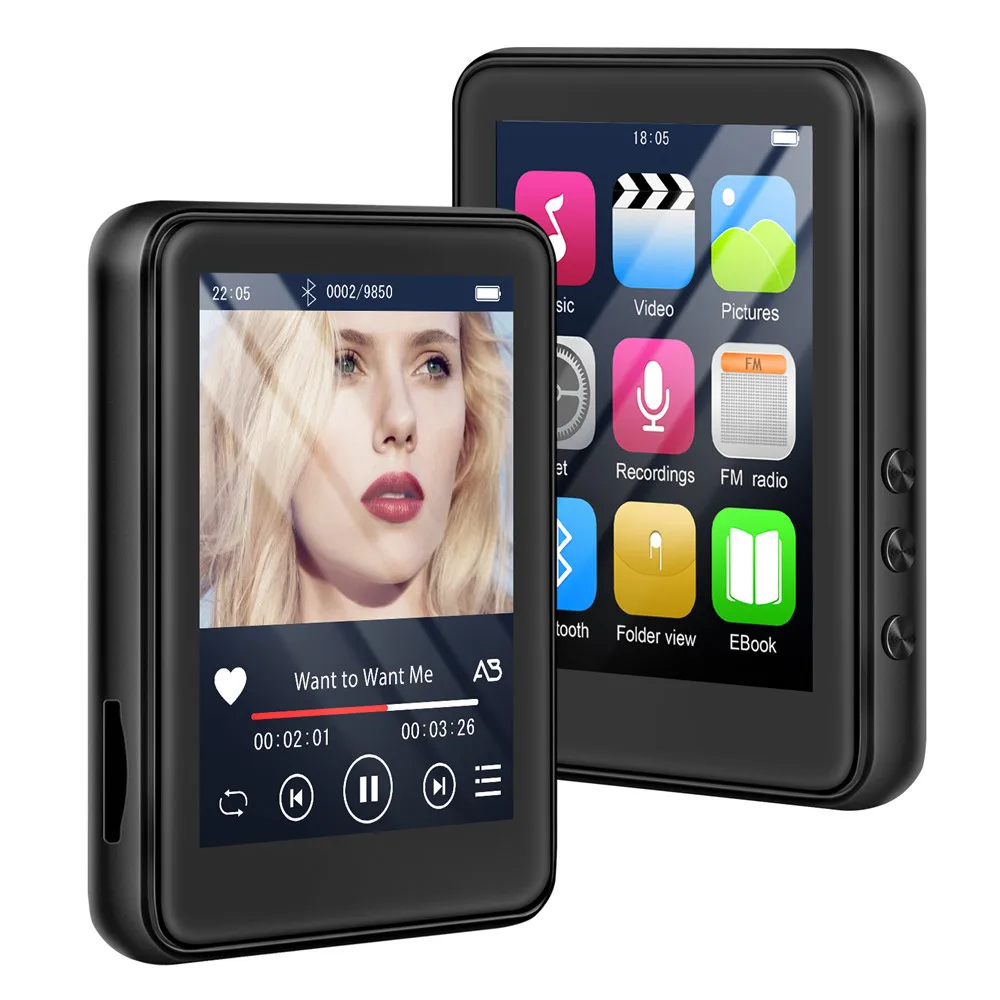 Сенсорный экран Экран MP3 плеер с Bluetooth 4 Гб памяти Walkman FM радио Запись Hi Fi