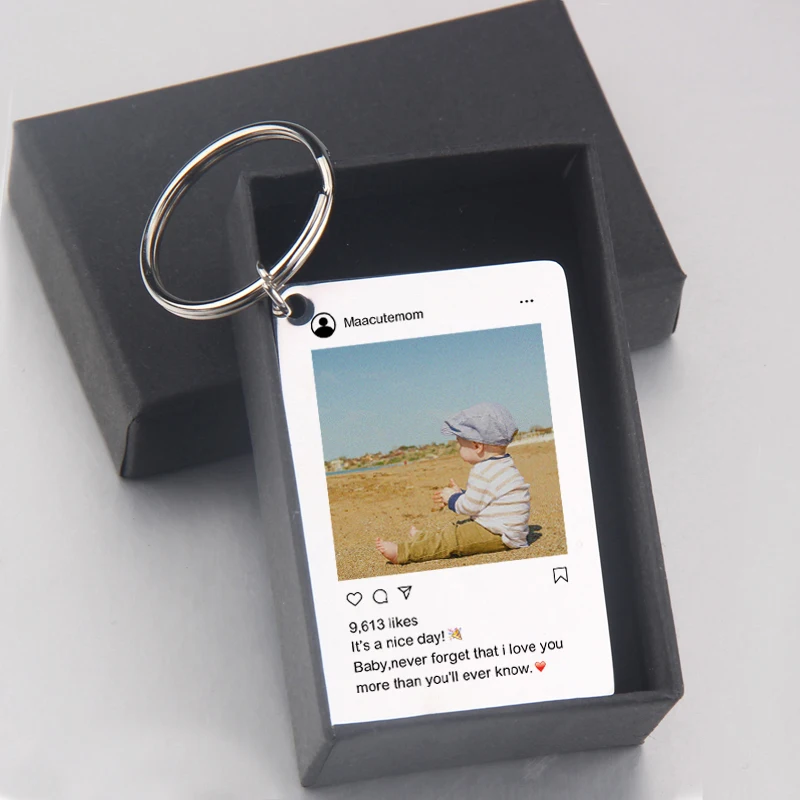 Llavero con foto personalizada para hombre y mujer, bolsa con colgante de acero inoxidable, joyería con abalorio, regalo de recuerdo, nuevo diseño