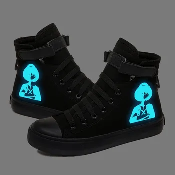 

High-Q Unisex Anime ONE PIECE luminous duck shoes Luffy plimsolls ONE PIECE Hook Loop Law canvas shoes rope soled shoes