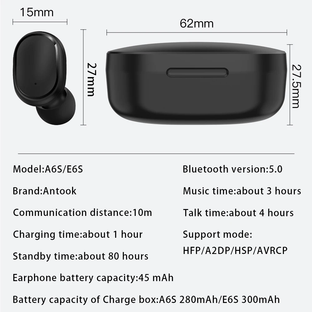 OEM Airdots, TWS Bluetooth 5,0 наушники стерео бас наушники 280 мАч зарядная коробка IPX4 Sweatproof наушники pk redmi Airdots