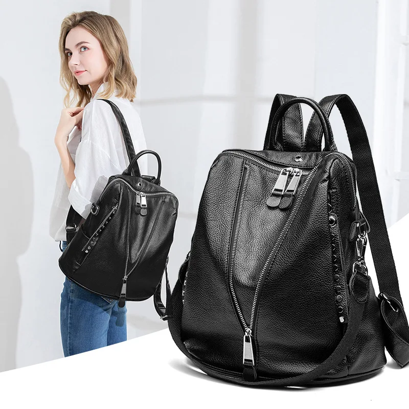 Стиль тисненый кожаный рюкзак женский осенний Универсальный крутой Модный большой емкости корейский стиль студенческий рюкзак