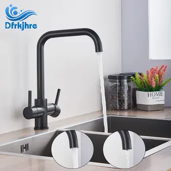 

Filter Kitchen Faucet Drinking Water 360 Rotation Chrome Blcak Deck Mounted Mixer Tap Brass Pure Filter Kitchen Sinks Taps
