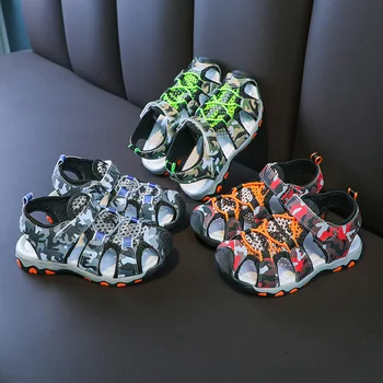 

Summer Children Sport Sandals Boys Anti-kick Beach Shoes Camouflage Reflective Kids Girls Casual Soft Bottom Non-Slip Sandals