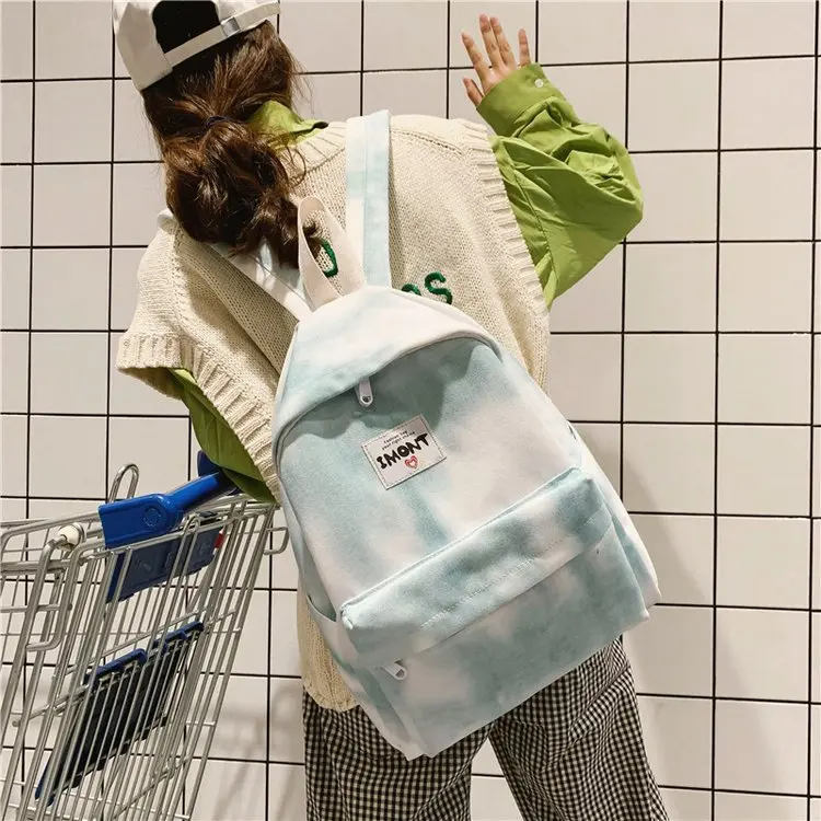

Tie-dyed Canvas Women Backpack High Quality Schoolbags For Teenage Girls Travel Backpack College Student Book Bag Mochila Unisex