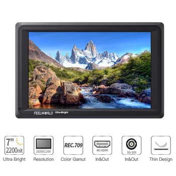 

FEELWORLD FW279 7 Inch 2200nit Daylight Viewable Camera Field Monitor 4K HDMI Input Output 1920X1200 IPS Panel