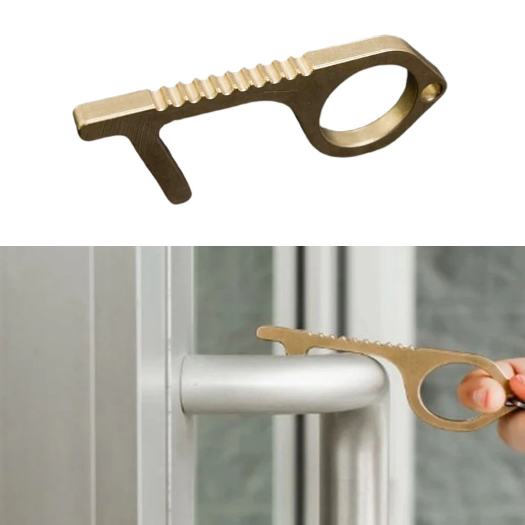  Brass Door Opener Elevator Handle Key Keychain Avoid Touching