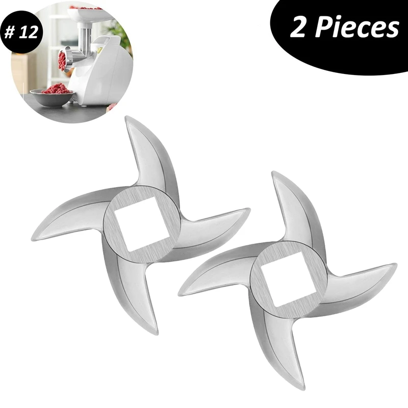 2 Pcs Size 12 Meat Grinder Blade Parts Stainless Steel Knife Cutter
