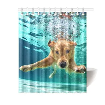 

Funny Labrador Retriever Puppy Dog Underwater Waterproof Polyester Fabric Shower Curtain Bathroom Sets with Hooks Home Decor,