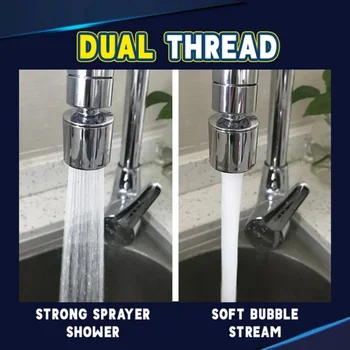 

360 Degree Swivel Sink Faucets Aerator,Dual-function Flow Kitchen Faucet Aerator, Big Angle Swivel Sprayer