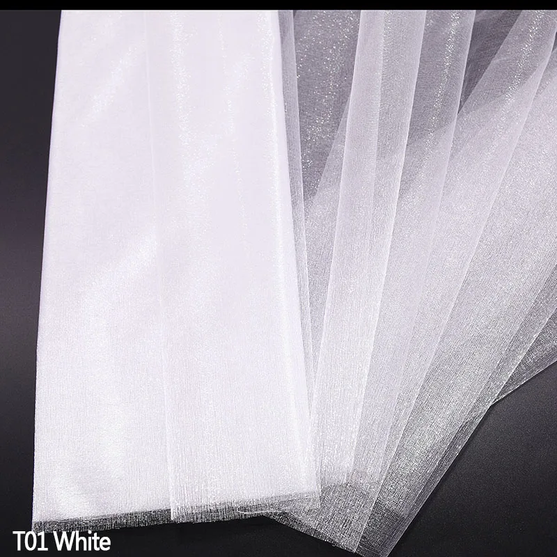 5 м 48 см свадебные органза тюль рулон Хрустальная ткань органза для детского душа DIY арки стул пояса свадебные украшения вечерние - Цвет: T01 white