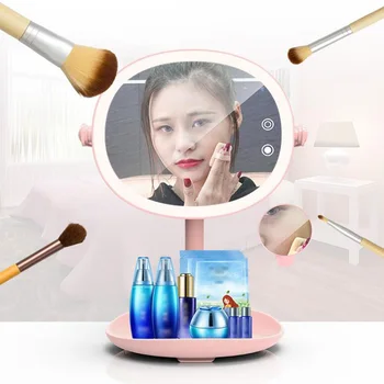 

Integrated Cosmetic Mirror Storage Box Cosmetic Box 5X Magnifying Glass Beauty Storage Box LED Light Cosmetic Mirror Beauty Box