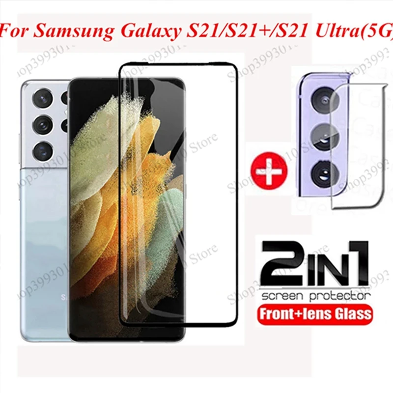 2in1 Kính Cường Lực Dành Cho Samsung Galaxy Samsung Galaxy S21 Ultra 5G Ống Kính Bảo Vệ Màn Hình Trong Cho Samsung S21 Plus S 21 S21Ultra 5G Bộ Phim Kính glass cover mobile