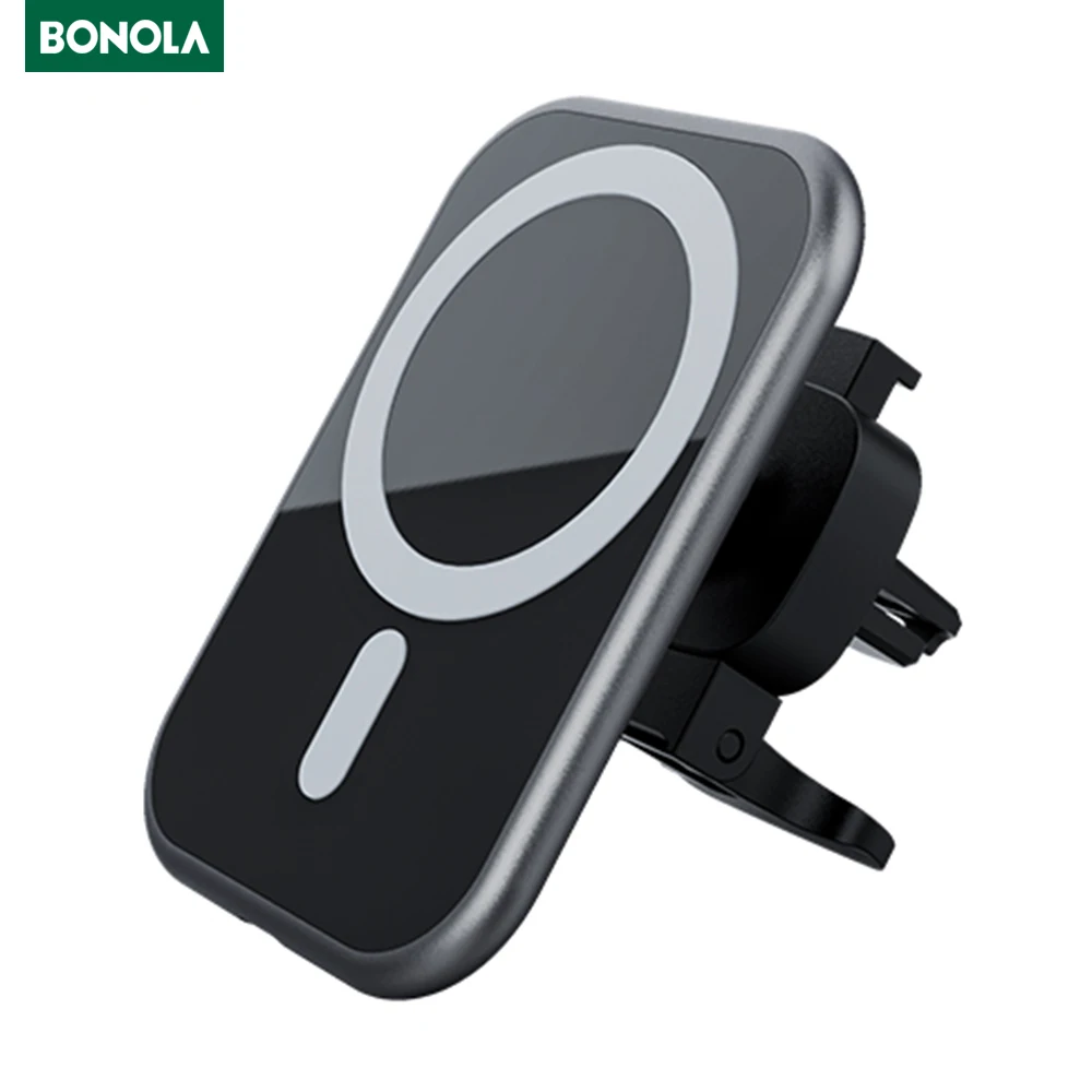 Bonola 15W Magnetic Wireless Car Charger Holder For iPhone 12/Mini/Max Fast Charge Wireless Mag Safe Charger Car Stand iFone 12