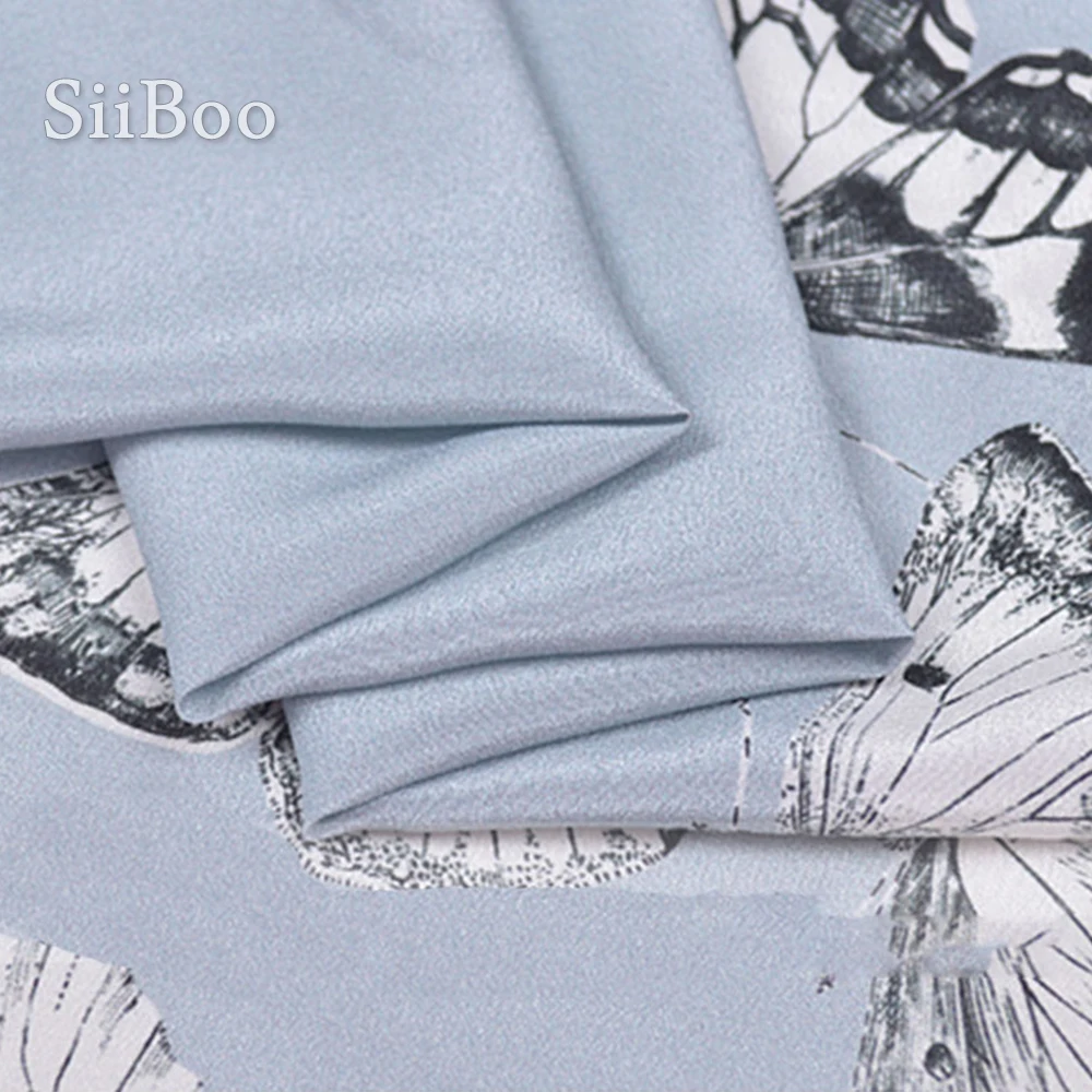 Ткань в американском стиле из 100% шелка крепдешина с принтом бабочки для платья