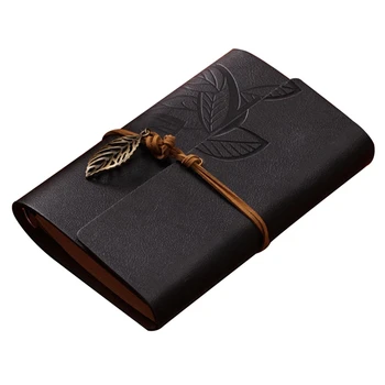 

Retro A6 Travel Notebook Portable Hand Books Leather Loose-leaf With Leaf Strap Notebook Notepad