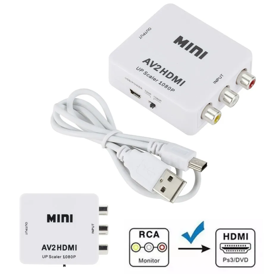 1080P HDMI to AV Video Scaler and Converter Adapter
