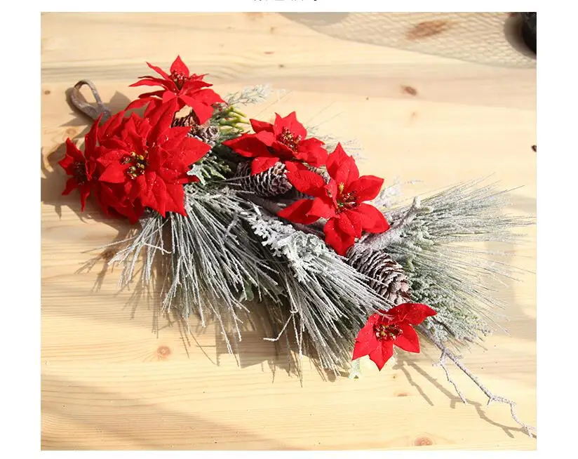 Индиго-красный Poinsettia Рождественский цветок Висячие цветочные композиции букет из искусственных цветов вечерние домашние мероприятия